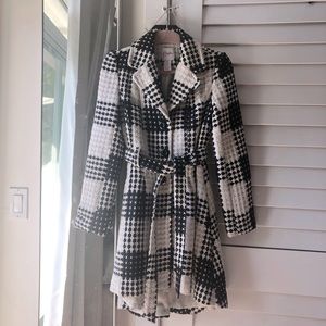 Black & White Tweed Flared Pea Coat